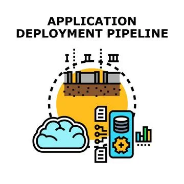 Application deployment pipeline process automation concept Stock Illustration