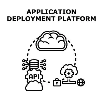 Application deployment platform linking cloud database api 库存插图