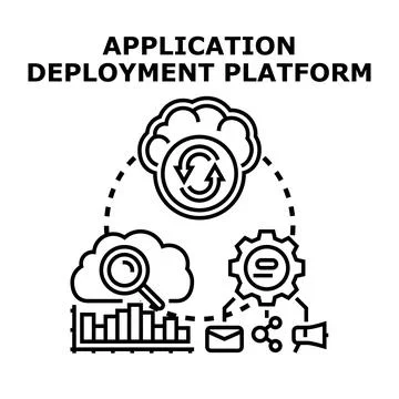 Application deployment platform optimizing software development process Ilustração Stock