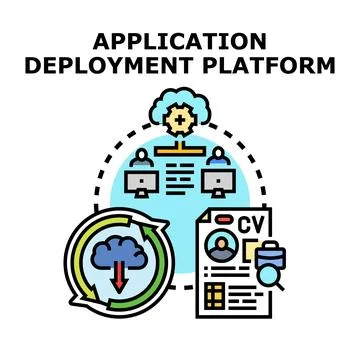 Application deployment platform presenting software testing process Stock Illustration