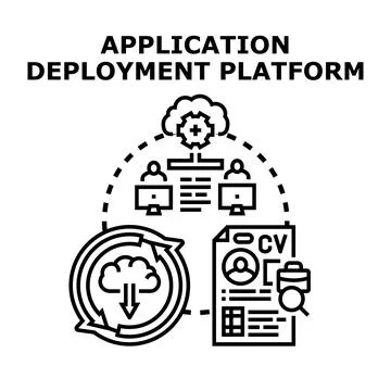 Application deployment platform presenting software testing process Stock Illustration