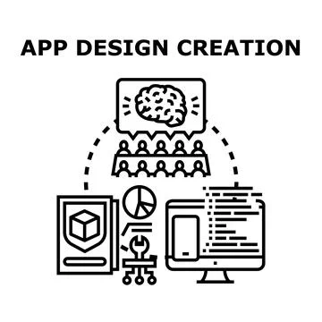 Application design creating process and development stages イラスト素材
