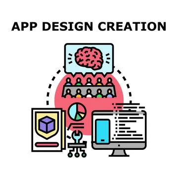 Application design creating process and development stages 스톡 일러스트