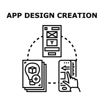 Application design creating process vector colored icon Stock Illustration