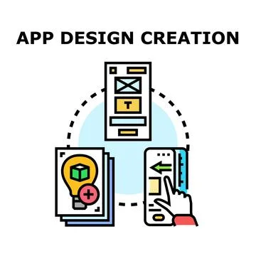 Application design creating process vector colored icon Illustrazione stock