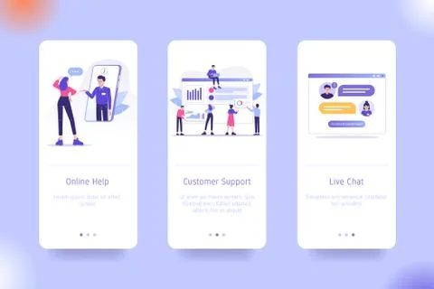 Application design set for Online Help, Customer Support and Live Chat. UI on Stock Illustration