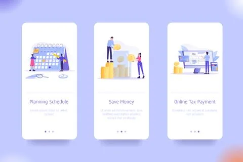 Application design set for Planning Schedule, Save Money and Online Tax Payme Stock Illustration