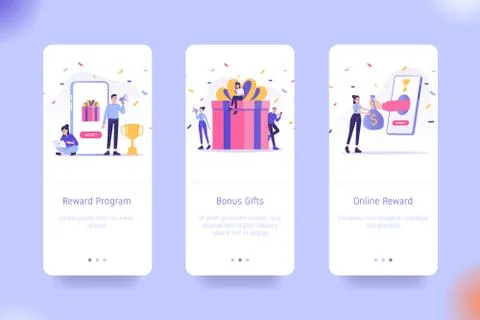 Application design set for Reward Program, Bonus Gifts and Online Reward. UI  Stock Illustration