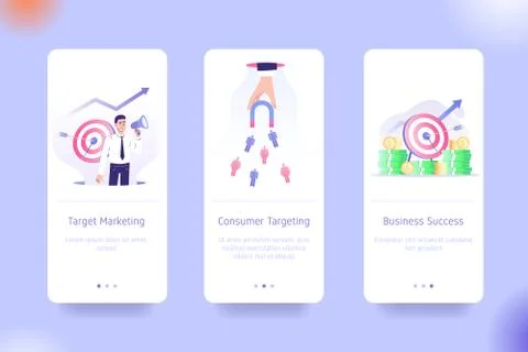 Application design set for Target Marketing, Consumer Targeting and Business  Stock Illustration