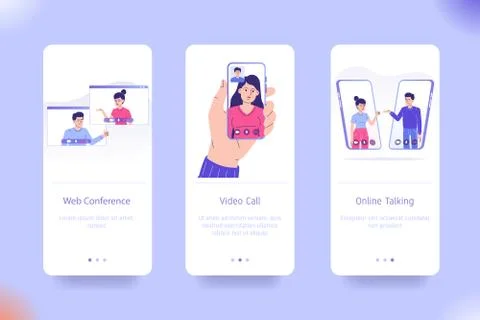 Application design set for Web Conference, Video Call and Online Talking. UI  Illustrazione stock