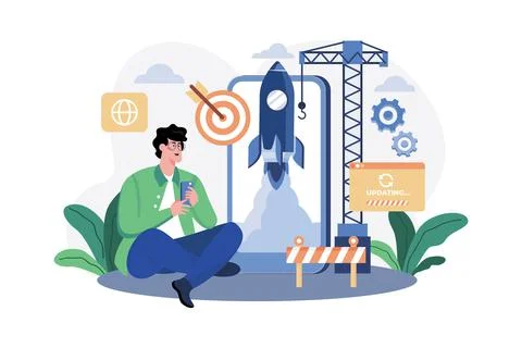 Application Developer Illustration concept. A flat illustration isolated on w Stock Illustration