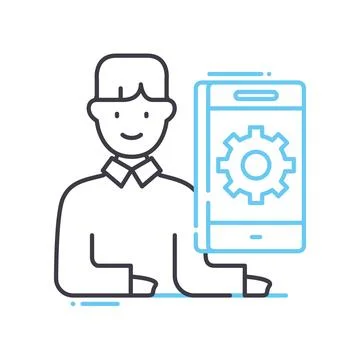 Application developer line icon, outline symbol, vector illustration, concept Stock Illustration