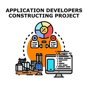 Application developers constructing software project and planning strategy Illustrazione stock