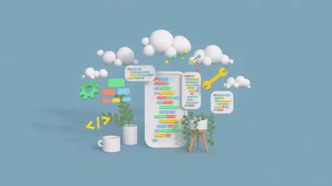Application development and coding concept 3D render animation Stock Footage 209181380