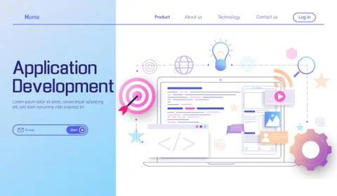 Application Development and web development modern flat design concept Stock Illustration