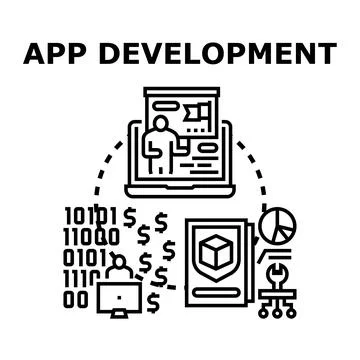 Application development business creating software for technology Stockillustratie