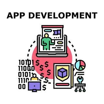 Application development business creating software for technology 스톡 일러스트