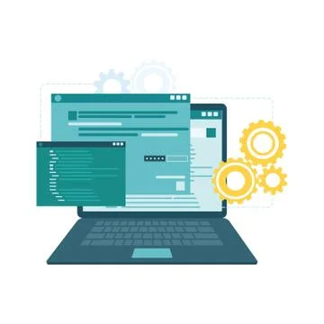 Application development concept illustration. App design and software technology Stock Illustration