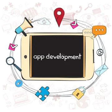 Application Development Creative Process Business Concept Banner Concept Doodle Stock Illustration