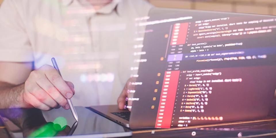 Application development, digital software technology development concept. A.. 스톡 사진