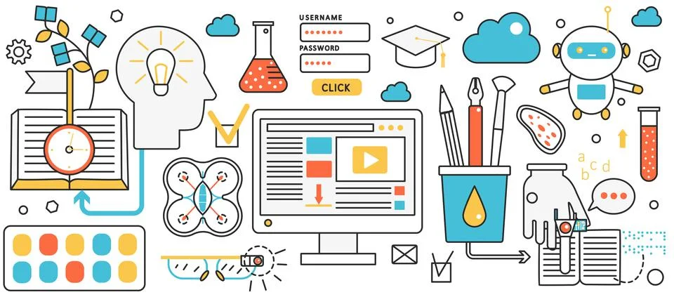 Application development digital web technology, abstract process to create app Illustrazione stock