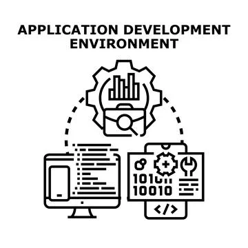 Application development environment concept creating software solutions イラスト素材