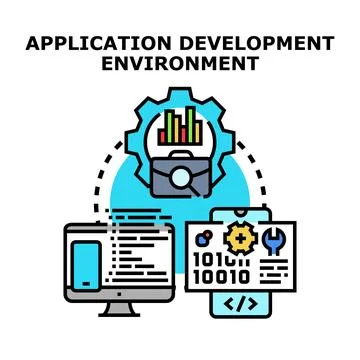 Application development environment concept creating software solutions イラスト素材