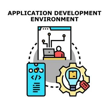 Application development environment creating custom software for devices 库存插图