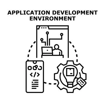 Application development environment creating custom software for devices 库存插图