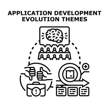 Application development evolution process vector concept 스톡 일러스트