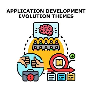 Application development evolution process vector concept 스톡 일러스트