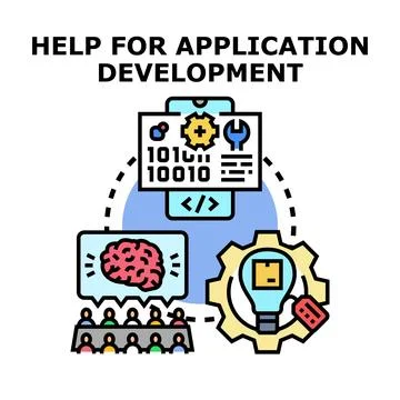 Application development help consulting and team brainstorming 스톡 일러스트