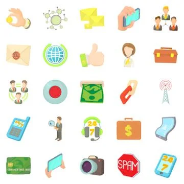 Application development icons set, cartoon style Stock Illustration
