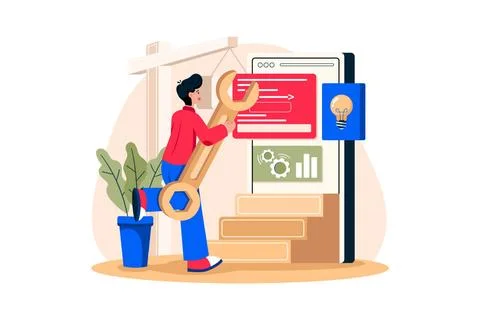 Application Development Illustration Konzept auf weißem Hintergrund Applic.. Stock-Fotos