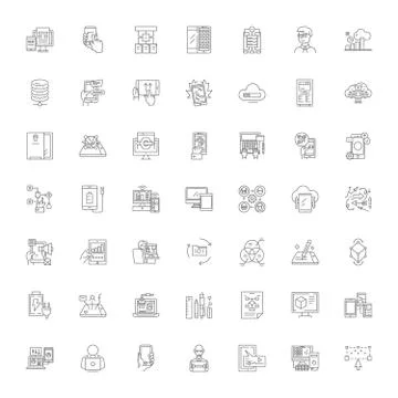Application development linear icons, signs, symbols vector line illustration Stock Illustration
