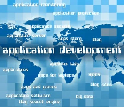 Application Development Means Enlargement Word And Programs Stock Illustration
