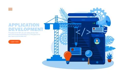 Application development with mobile and tablet concept vector illustration Stock Illustration