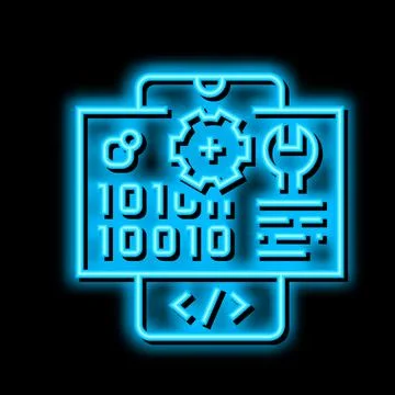 Application development neon glow icon illustration Stock Illustration