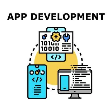 Application development process communicating between devices イラスト素材