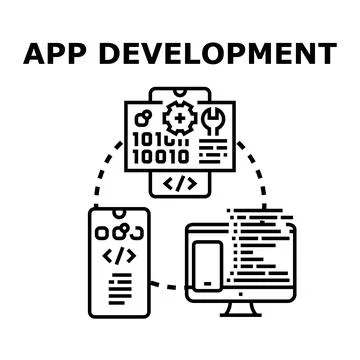Application development process communicating between devices イラスト素材