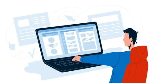 Application Development Programmer Work Vector Illustration Illustrazione stock