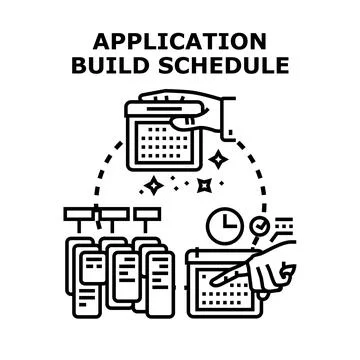 Application development schedule planning management process Stockillustratie