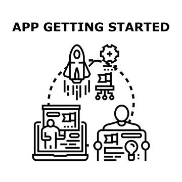 Application development starting process concept vector Stockillustratie