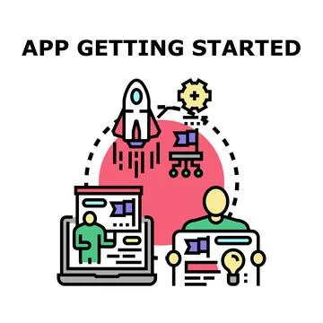 Application development starting process concept vector 库存插图