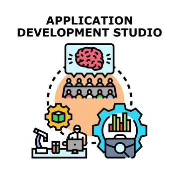 Application development studio creating software programs Stock Illustration