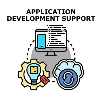 Application development support and development process cycle concept 库存插图