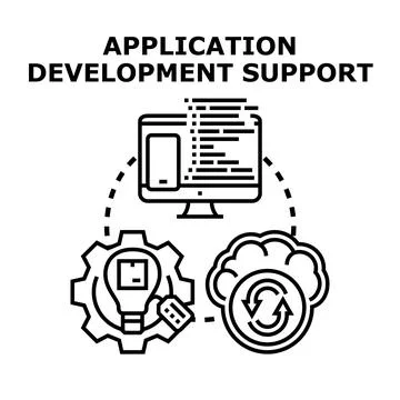 Application development support and development process cycle concept Stock Illustration