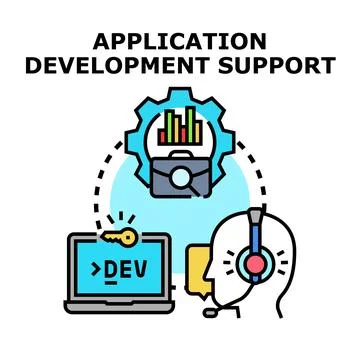 Application development support and software engineering concept 스톡 일러스트