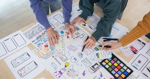 Application development team Brainstorming meeting and discussion to plan t.. Stock Photos