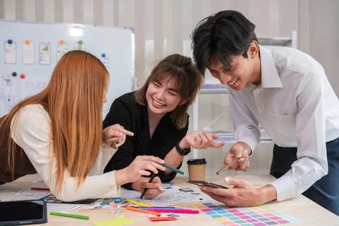 Application development team Brainstorming meeting and discussion to plan the Stock Photos